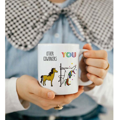 Catabubu office gag mug with unicorn design, a playful desk accessory.