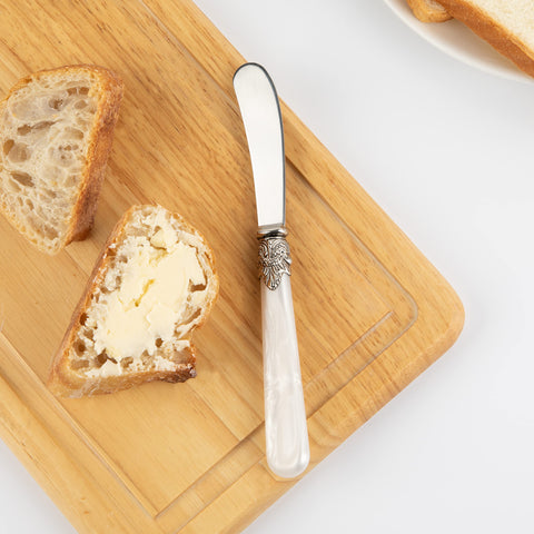 CATHYLIN Reverie cheese knife with pearl acrylic handle for classy entertaining.