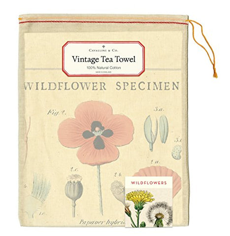 CAVANILLI AND CO Wildflowers Tea Towel hanging tab view in kitchen