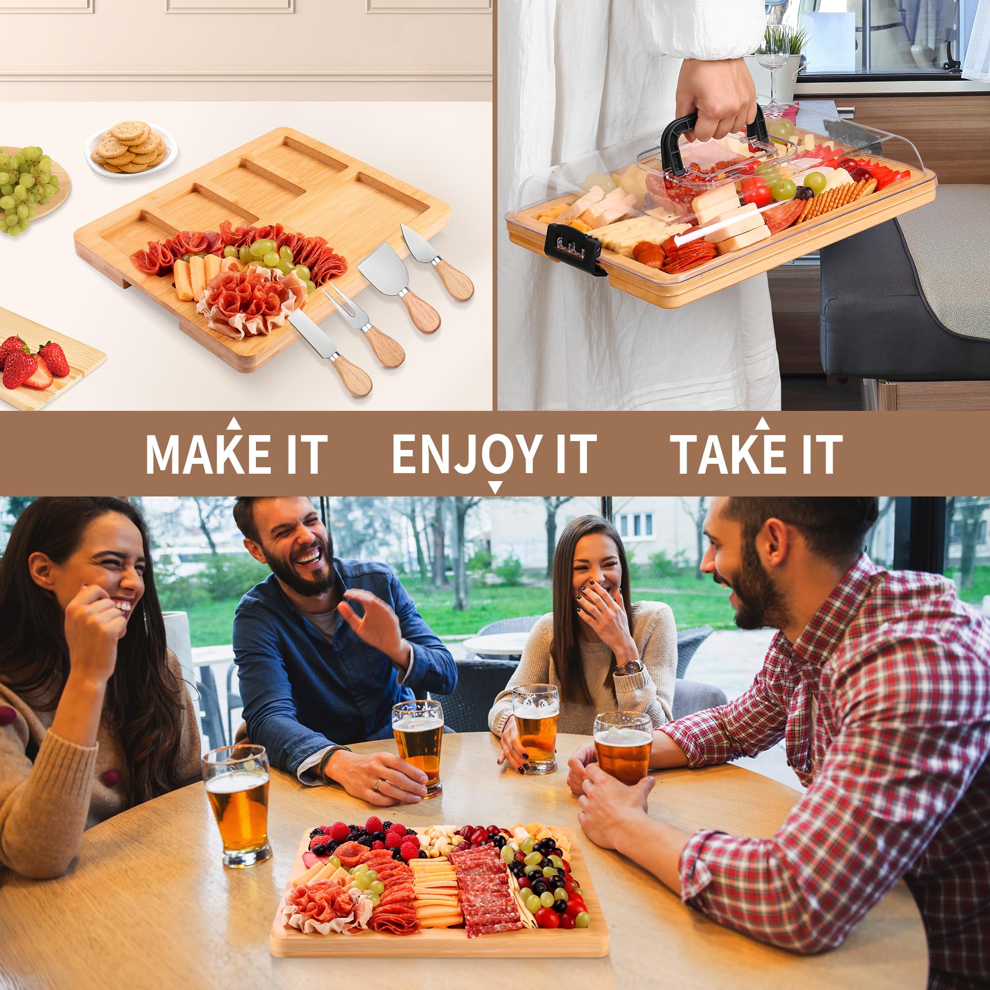 CAWIU bamboo charcuterie board showcases natural grain and durability.