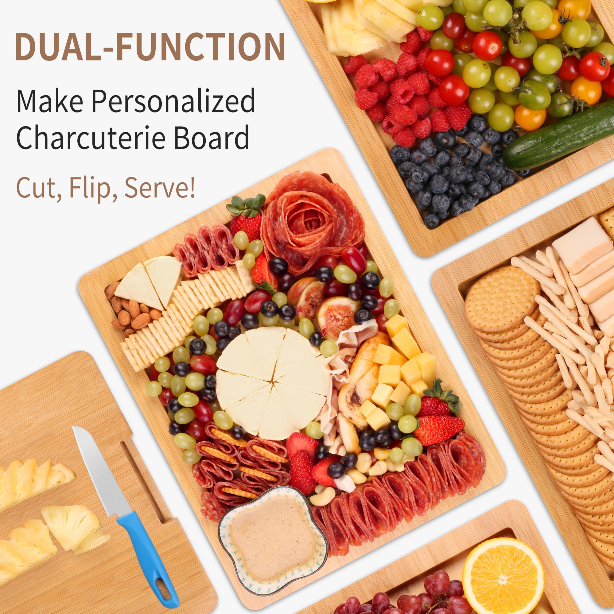 CAWIU charcuterie board black design, sleek and modern for stylish entertaining.