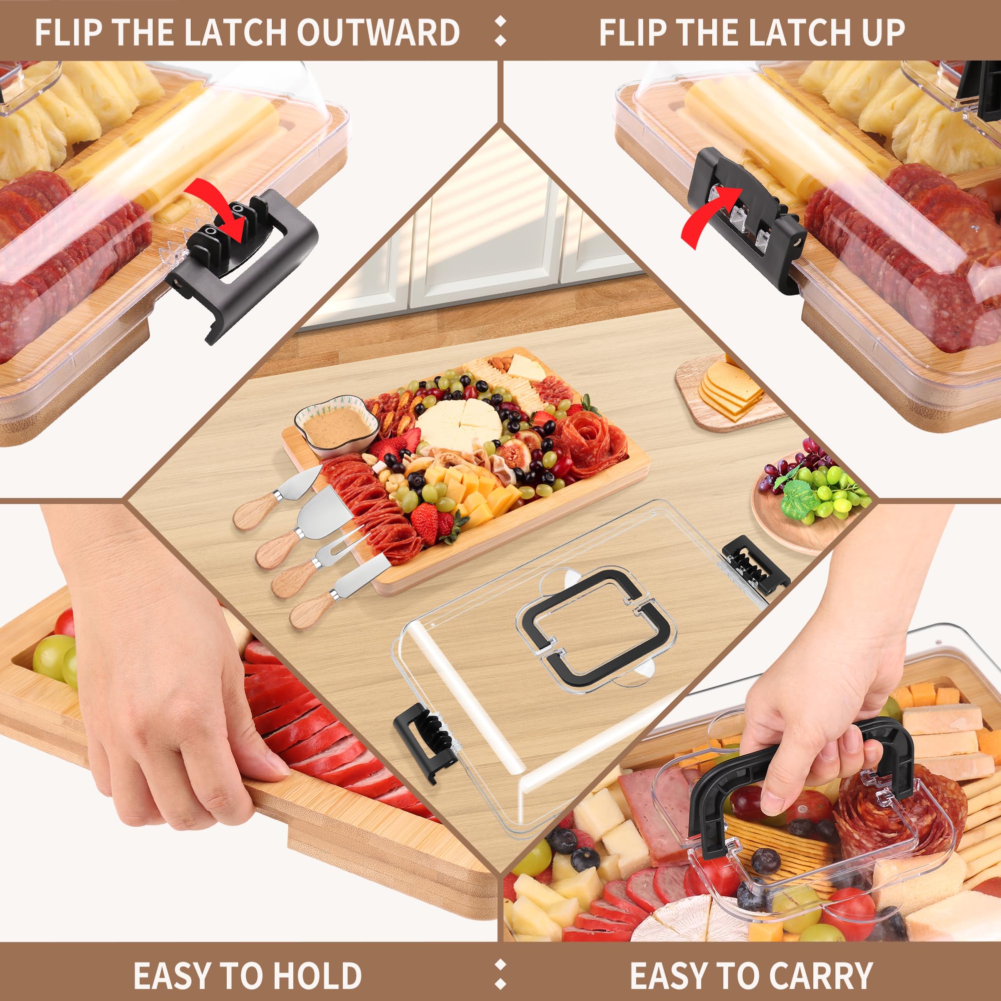 CAWIU charcuterie board dual-function design, use as cutting board or serving platter.