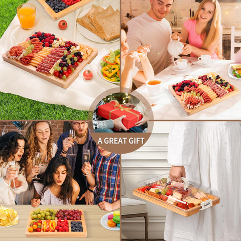 CAWIU charcuterie-board knife-tools-storage includes four utensils