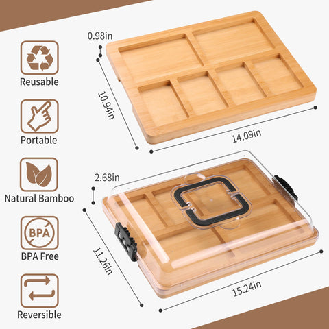 CAWIU six-compartment board keeps foods organized and accessible.