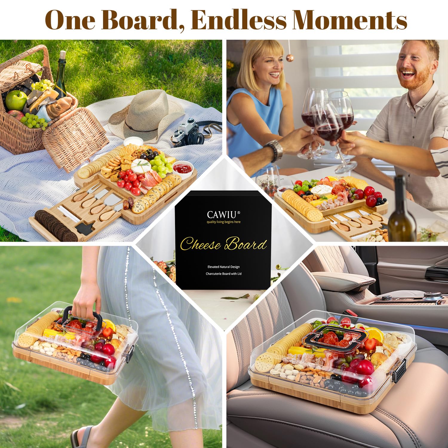 CAWIU board in black finish complements modern tables and entertaining.