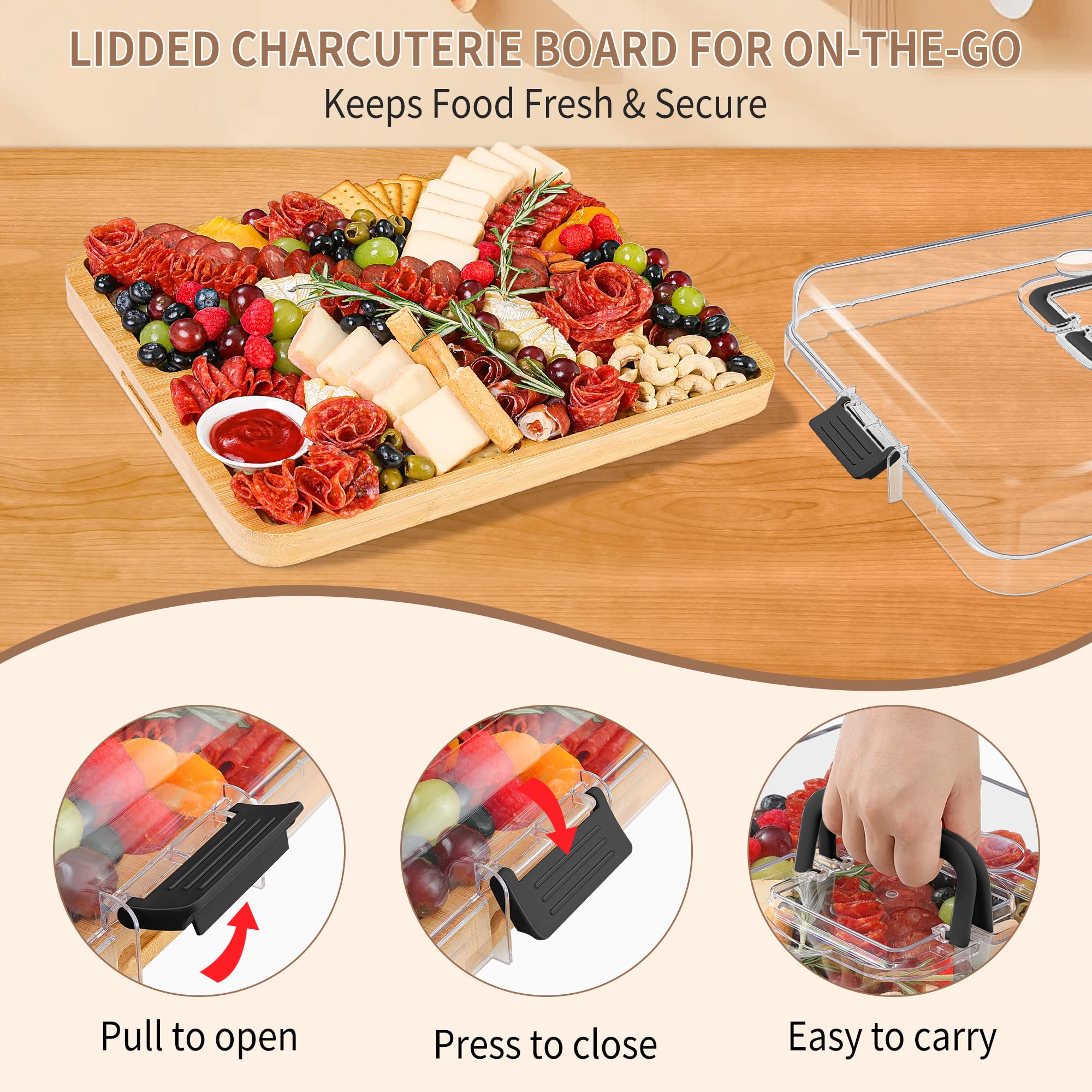 CAWIU bamboo charcuterie board cutting and serving surface