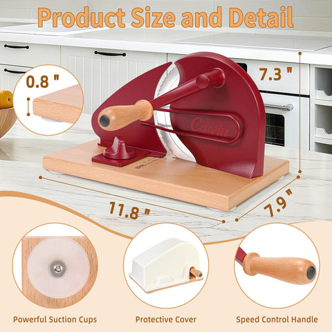CAWIU bread slicer rotary knob and scale line let you set thickness confidently