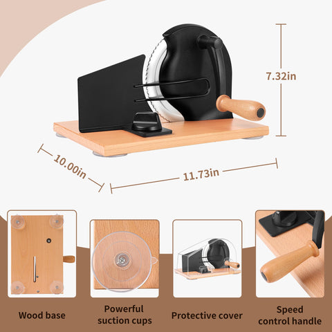 CAWIU hand-crank mechanism enabling smooth slicing.