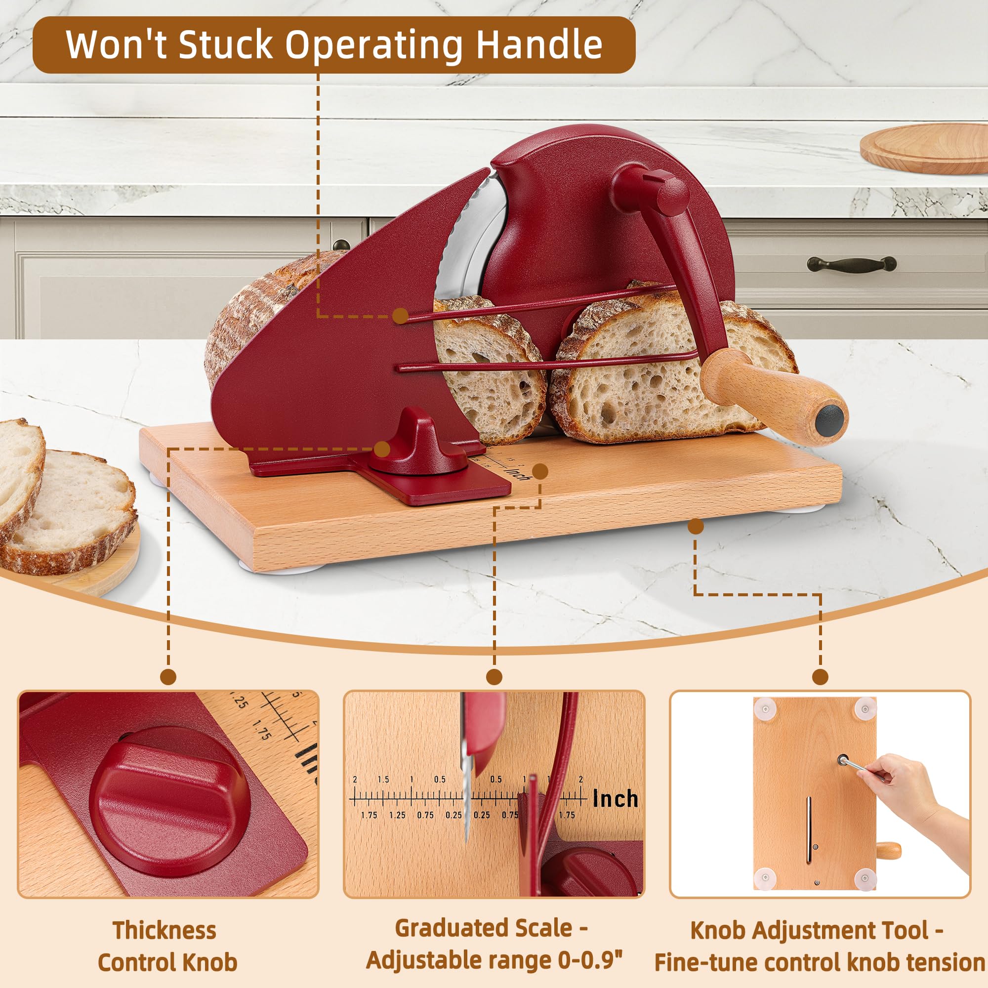 CAWIU metal guide delivers smooth, jam-free cuts for crusty loaves and baguettes