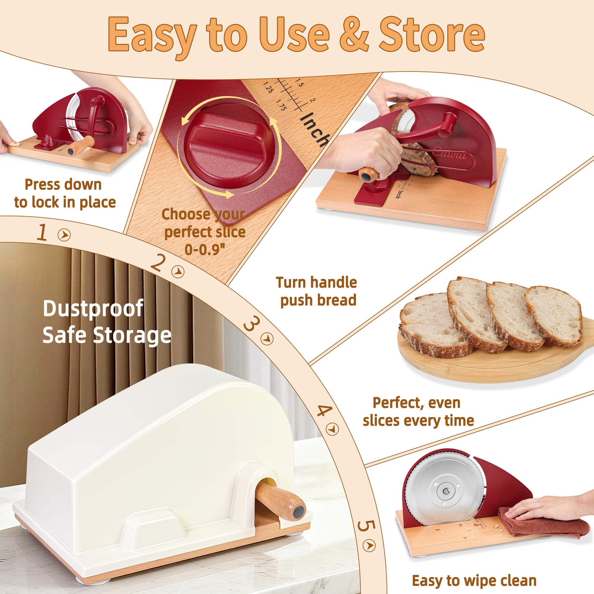 Removable blade on the CAWIU slicer allows fast cleaning