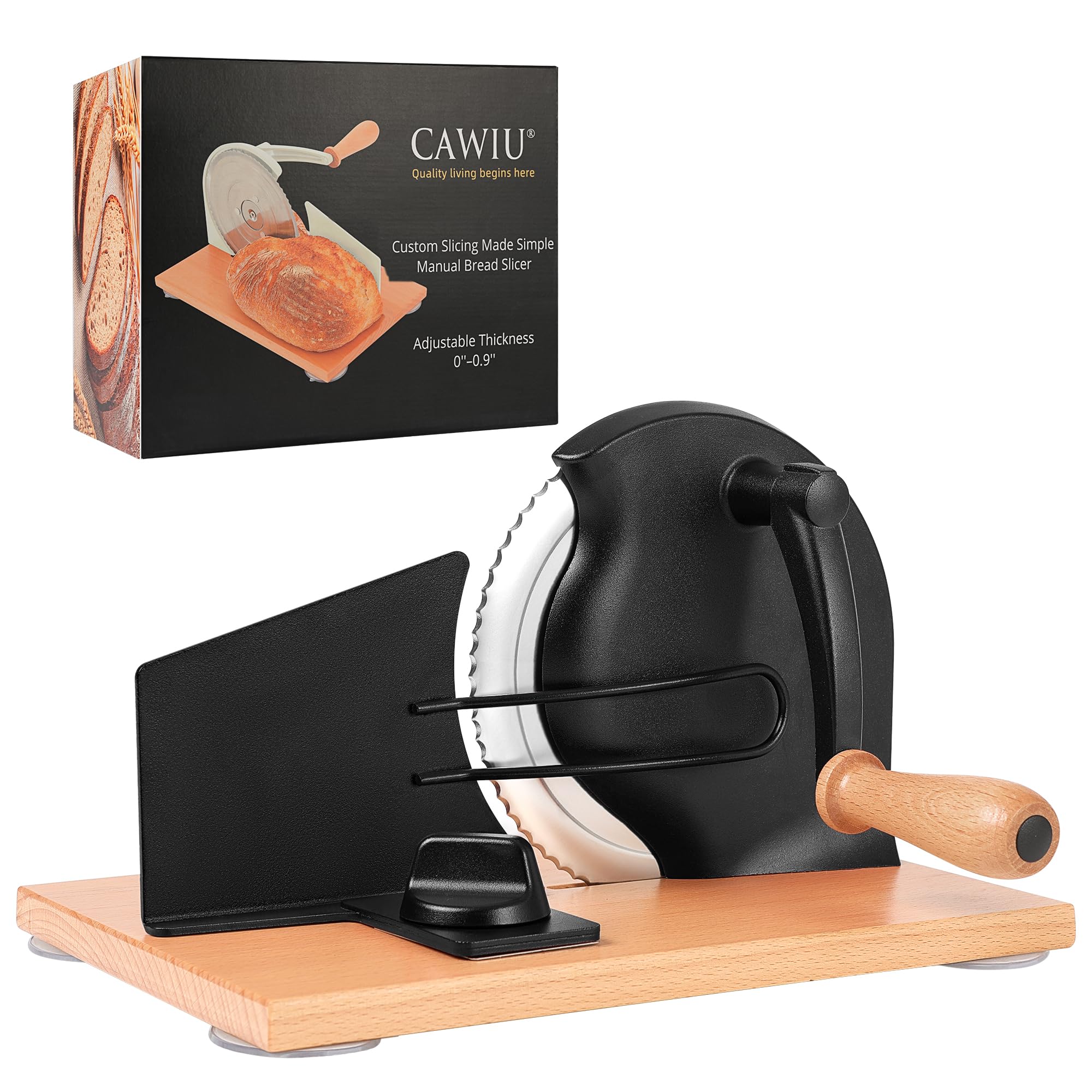 CAWIU upgraded manual bread slicer with stable base for clean, even slices.