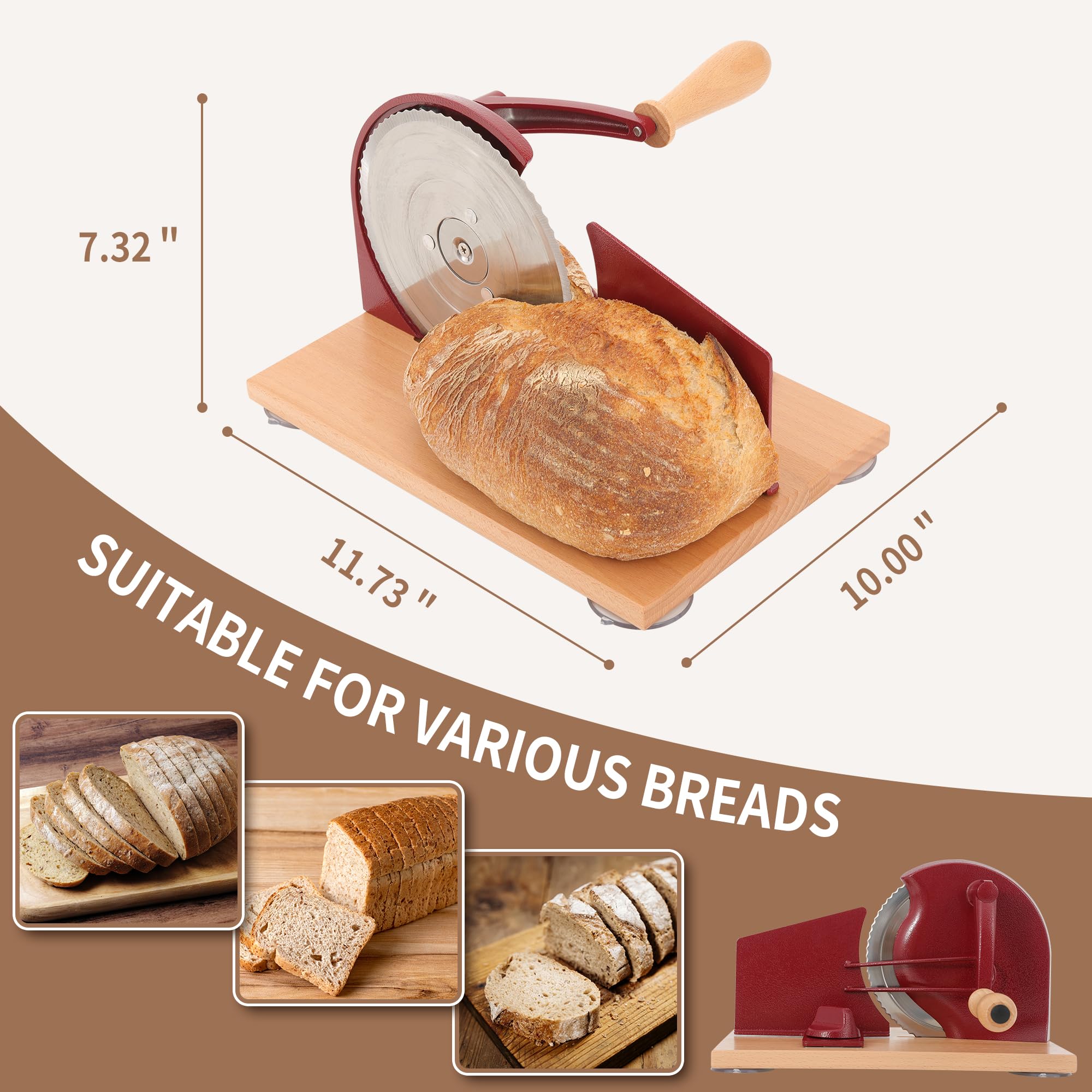 CAWIU manual cutter handles crusty and soft loaves with ease.