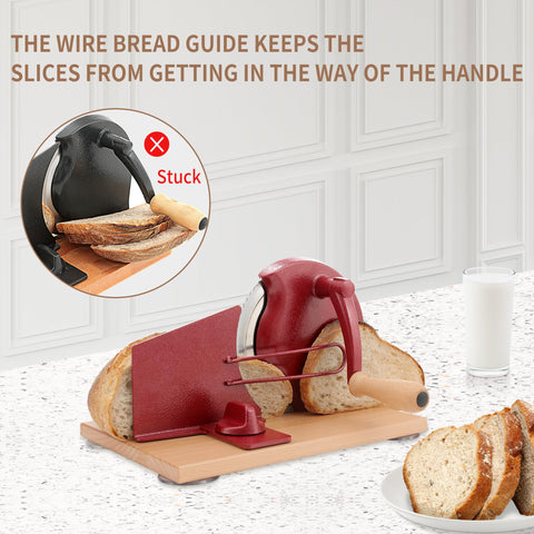 CAWIU bread slicer wire guide keeps slices neat and bread intact.