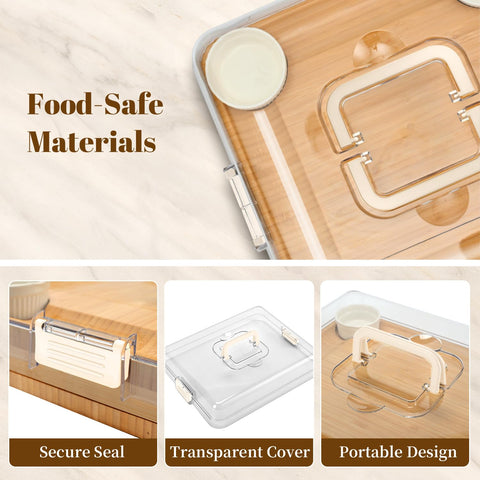 CAWIU charcuterie board with hidden drawers stores tools neatly.