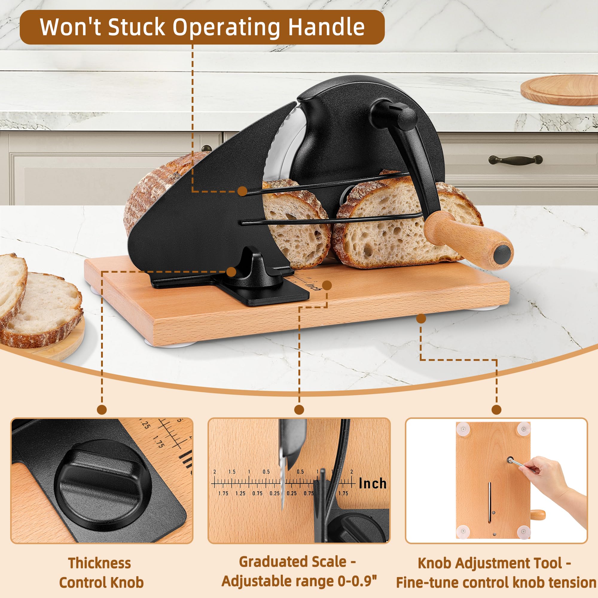 CAWIU hand crank operation enables smooth, consistent cutting.