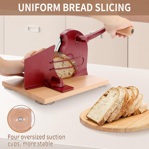 CAWIU solid wooden base supports safe, precise bread cutting.