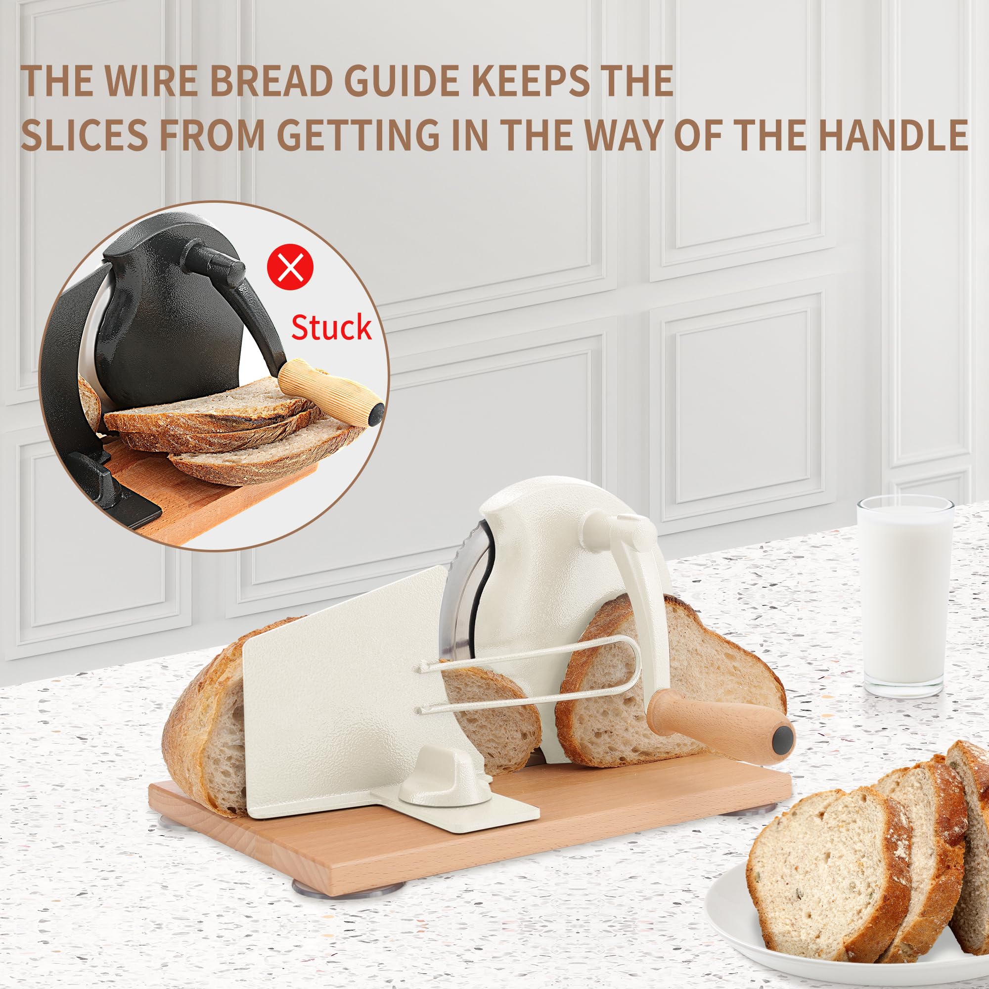 CAWIU metal bread guide keeps slices aligned for clean cuts.