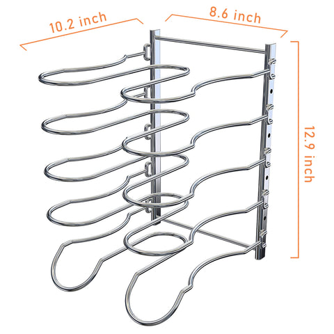 CAXXA pot lid rack neatly stores lids for quick access.
