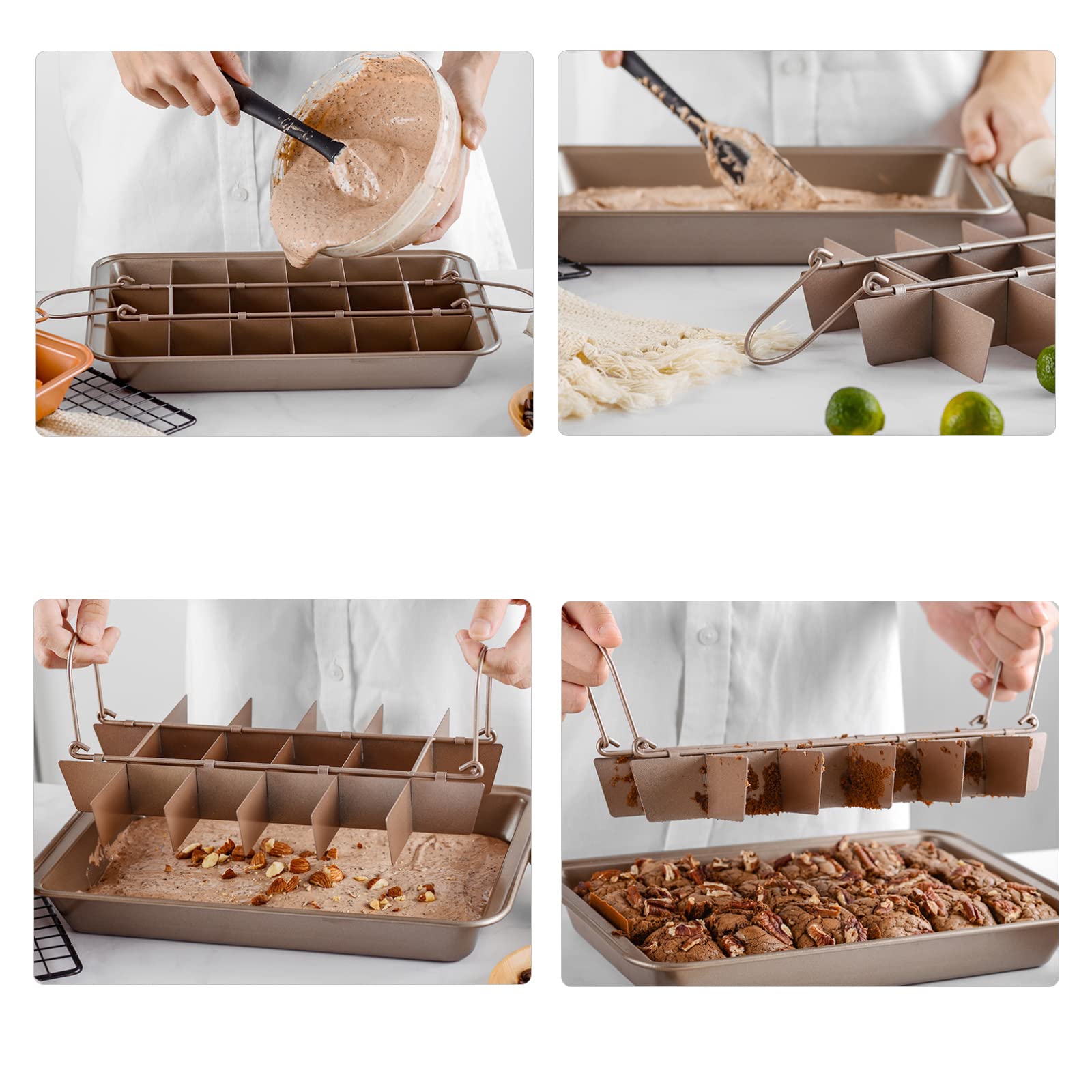 Cayanmydery brownie pan with easy-release surface reduces sticking.