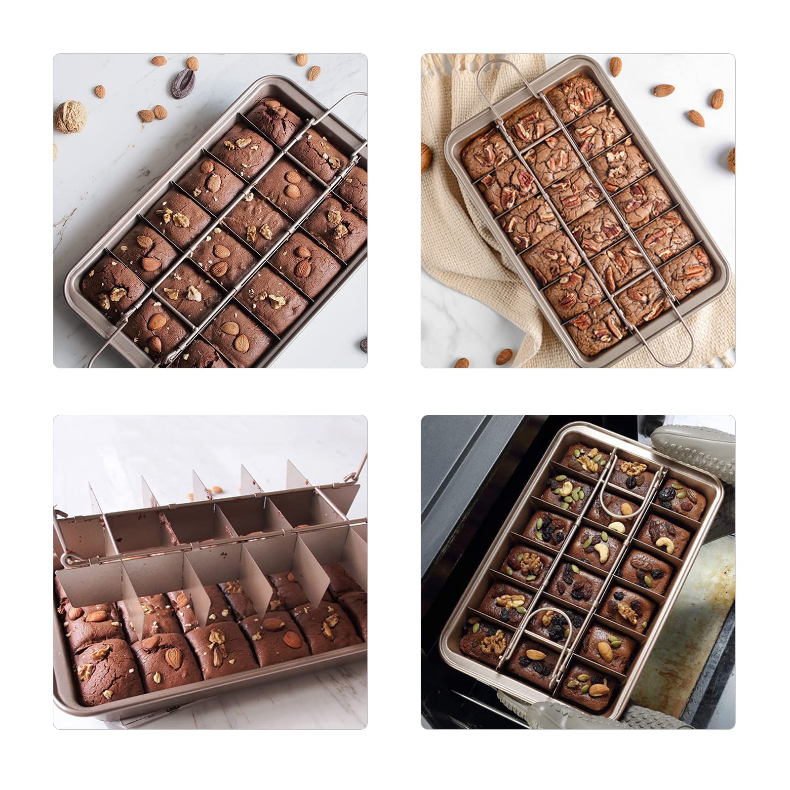 Cayanmydery brownie pan with nonstick coating for quick release.