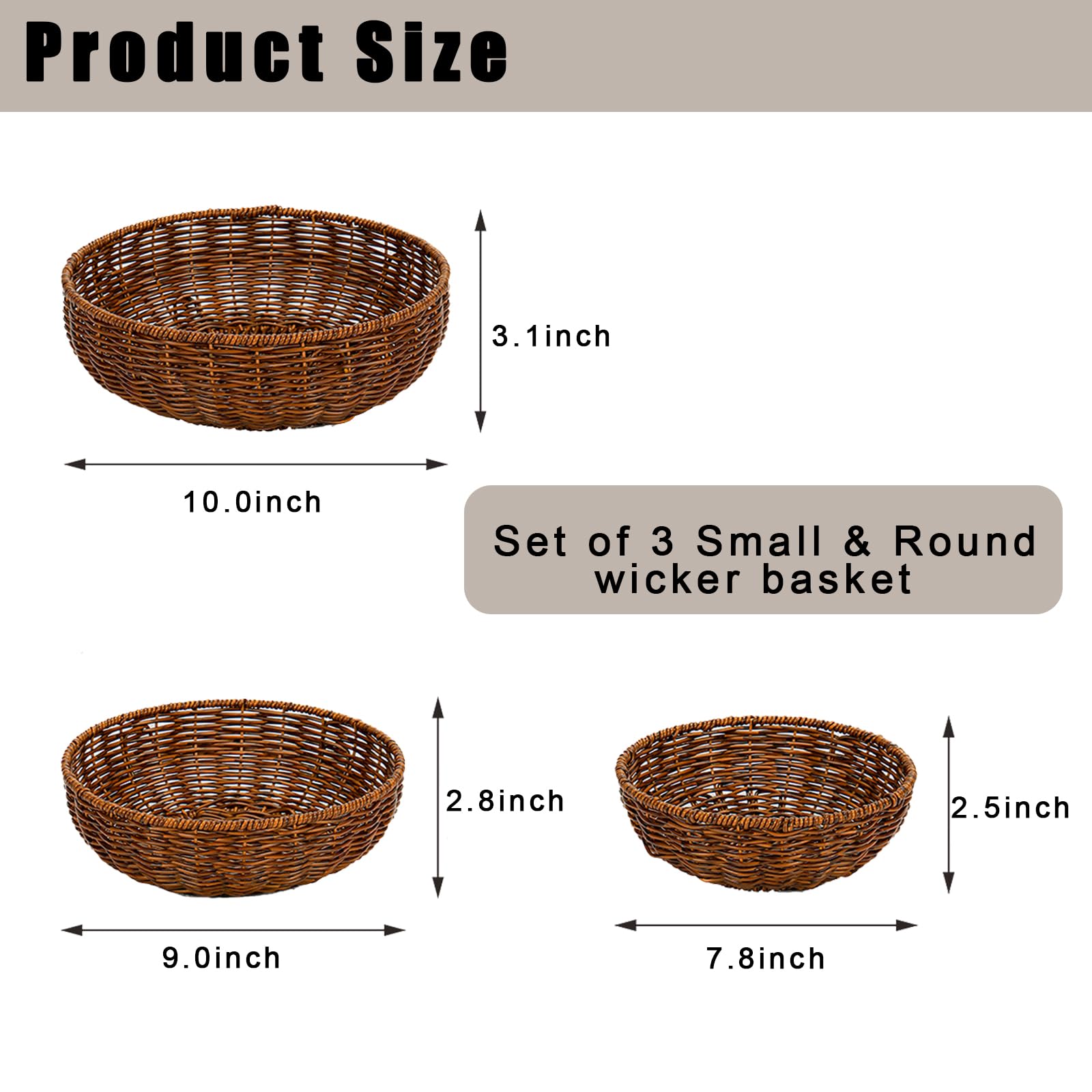 CBAOCBKVH handwoven rattan bowl storage in natural brown adds rustic charm.