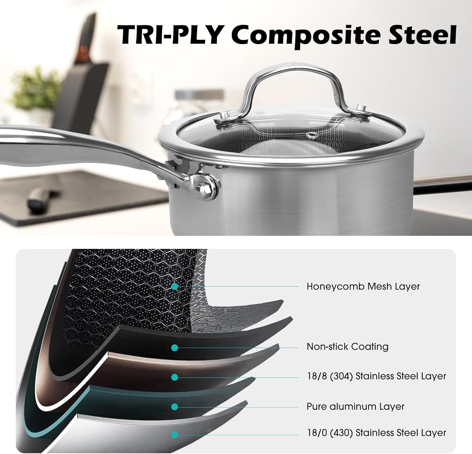 CBYJK 2-5mm multi-layer base provides rapid, even heat across burners.