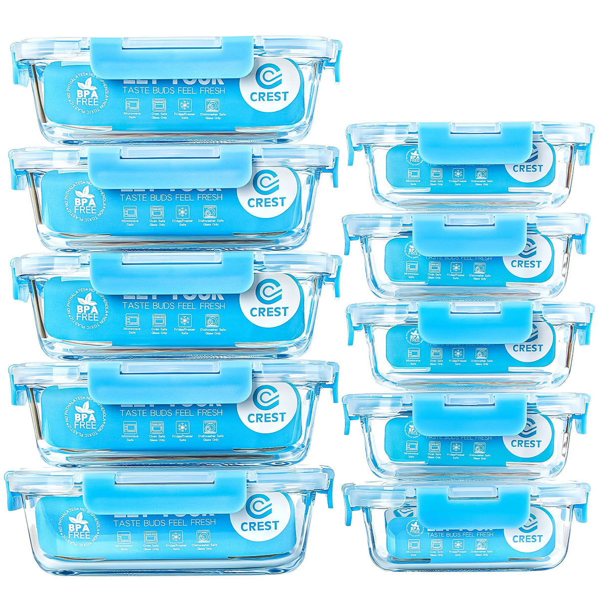 C CREST glass meal prep containers 10-pack for organized portions and storage