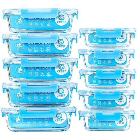 C CREST glass meal prep containers 10-pack for organized portions and storage