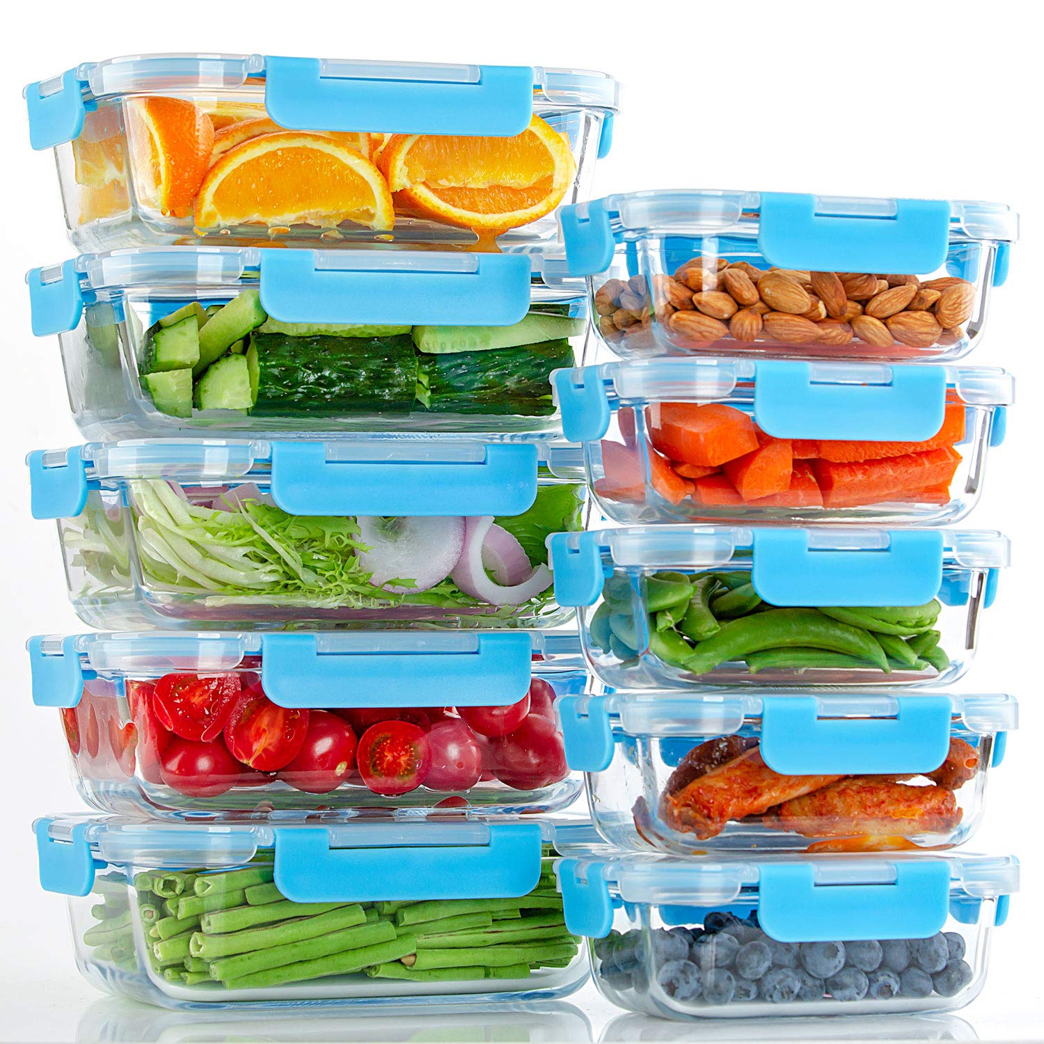 C CREST stackable glass containers save space in the pantry
