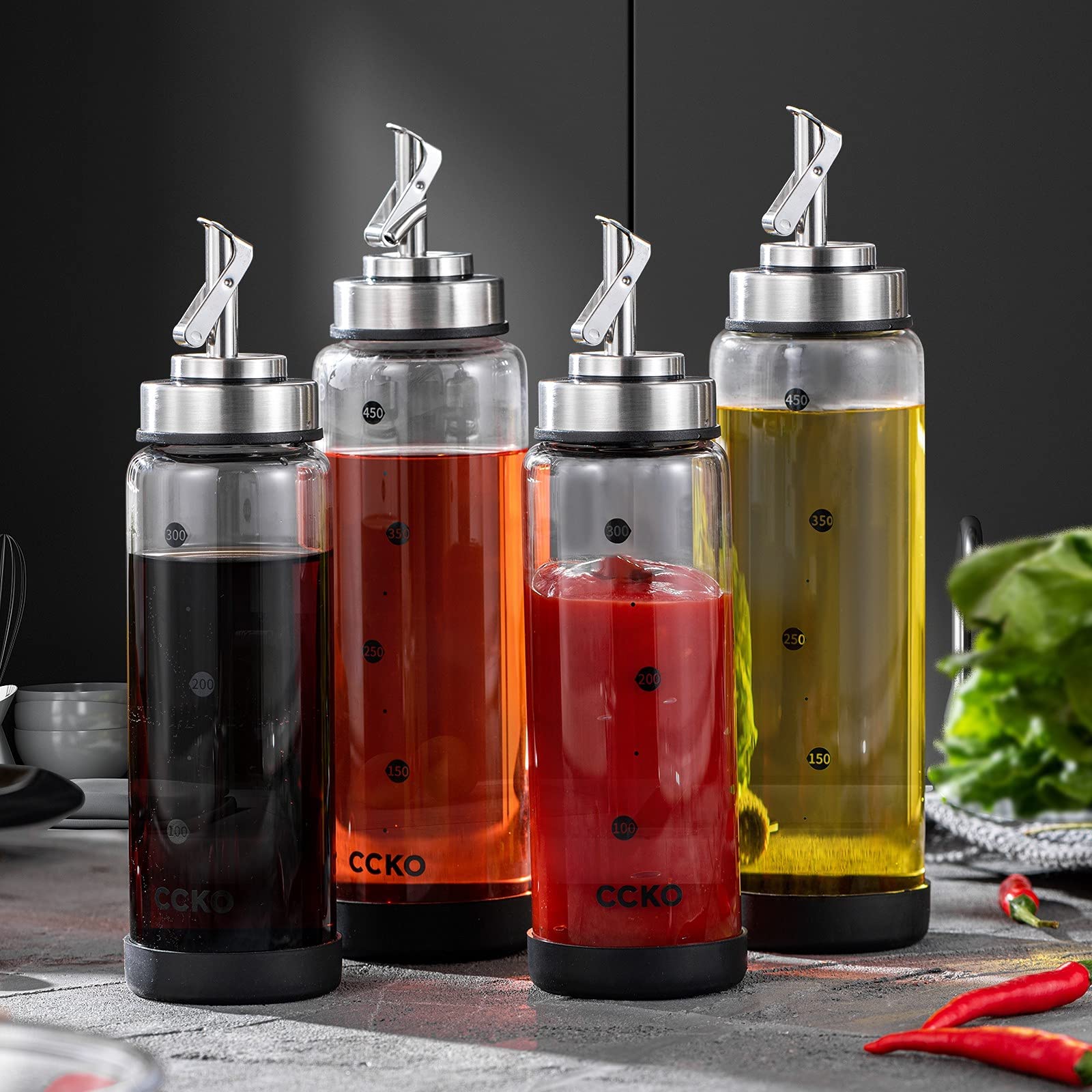 CCKO stainless steel auto flip no-drip spout enables drip-free pouring in the kitchen