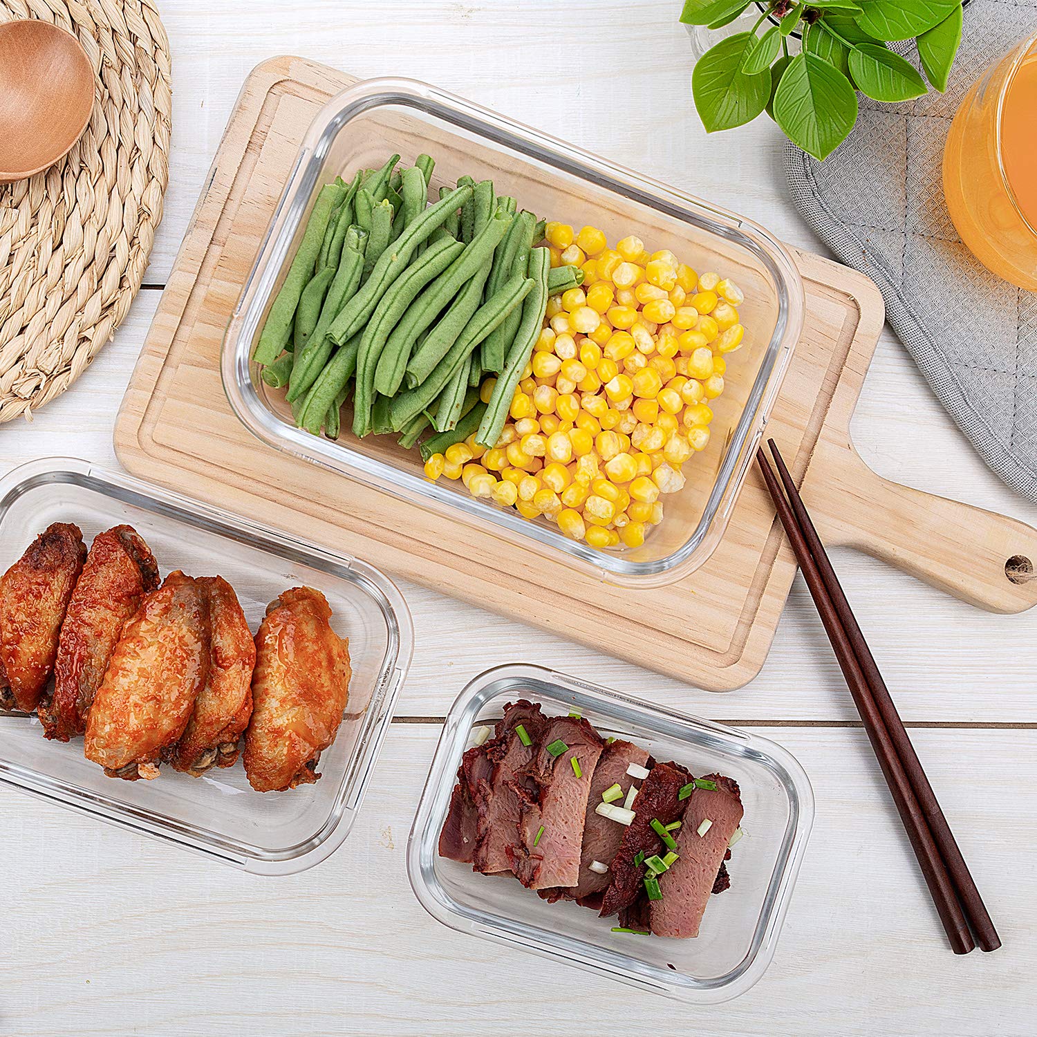 C CREST microwave-safe containers (lids not microwave safe) for quick reheating