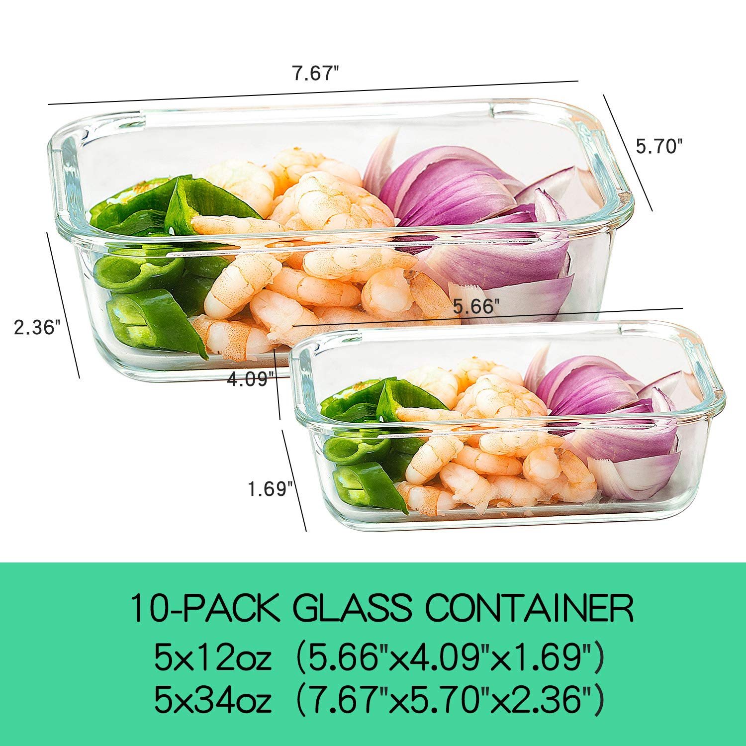CCREST glass containers and lids in five colors for organized lunches.
