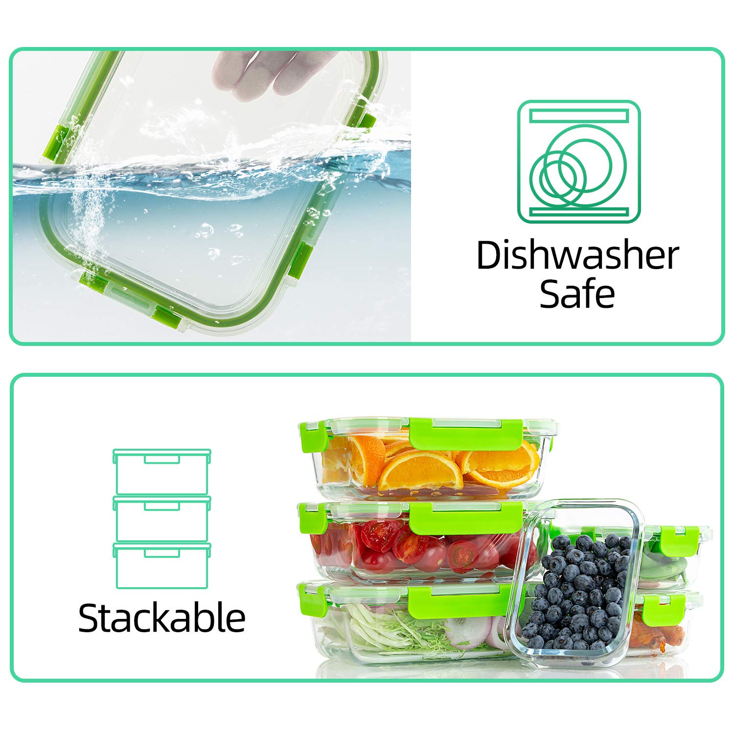C CREST glass container with lid can be heated in microwave when lids are off.