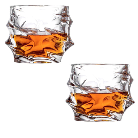 ccsxqy whiskey glasses 2-piece set, front view, elegant design with a thick base