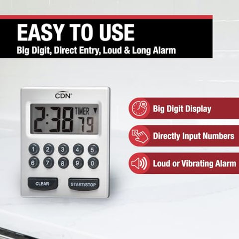 CDN Direct Entry 2-Alarm timer keypad closeup for precise time input