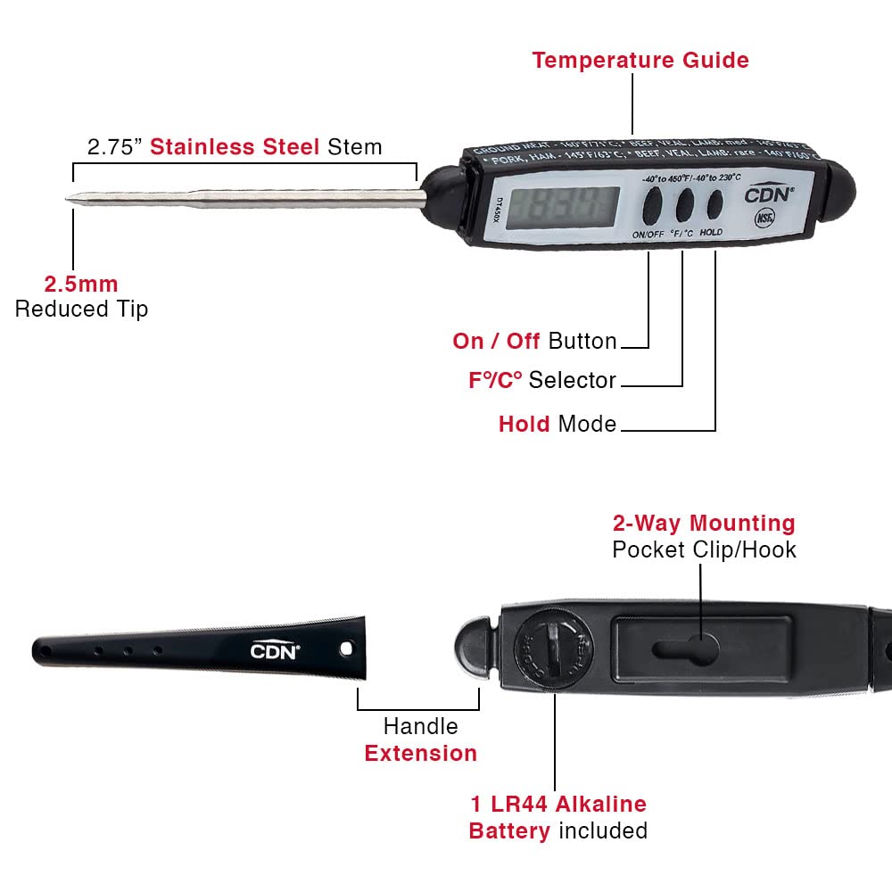 CDN DT450X 7 cm stainless stem detail for stable readings