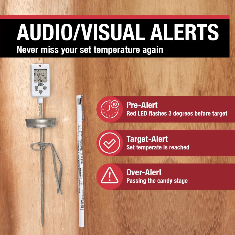 CDN DTC450 wide temperature range supports candy making and frying tasks.
