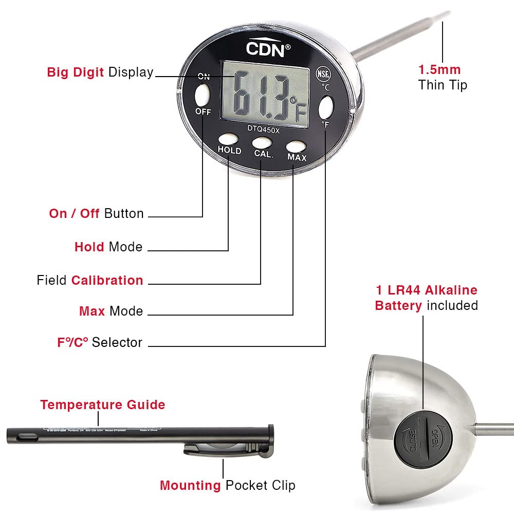 Bread baking scene with CDN DTQ450X measuring dough temperature.