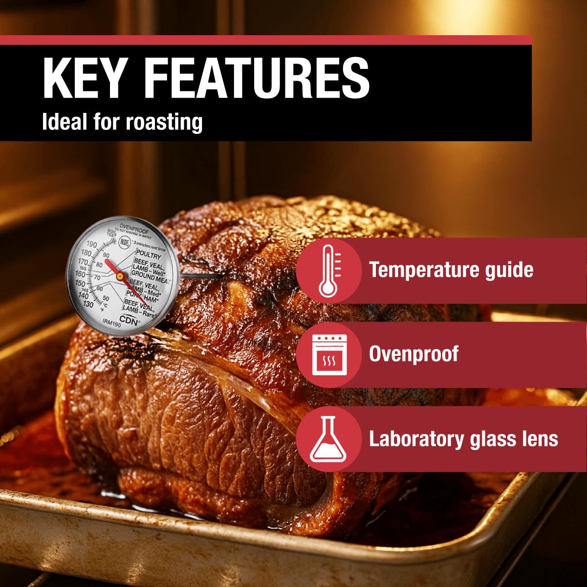 CDN IRM190 durable stainless-steel stem withstands daily kitchen use