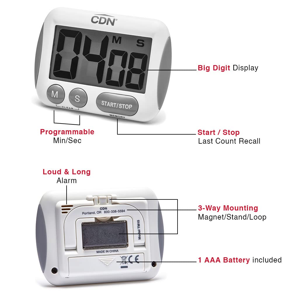 CDN TM15 with pocket clip for on-the-go timing while cooking.