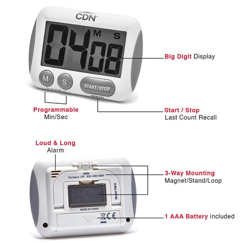 CDN TM15 with pocket clip for on-the-go timing while cooking.