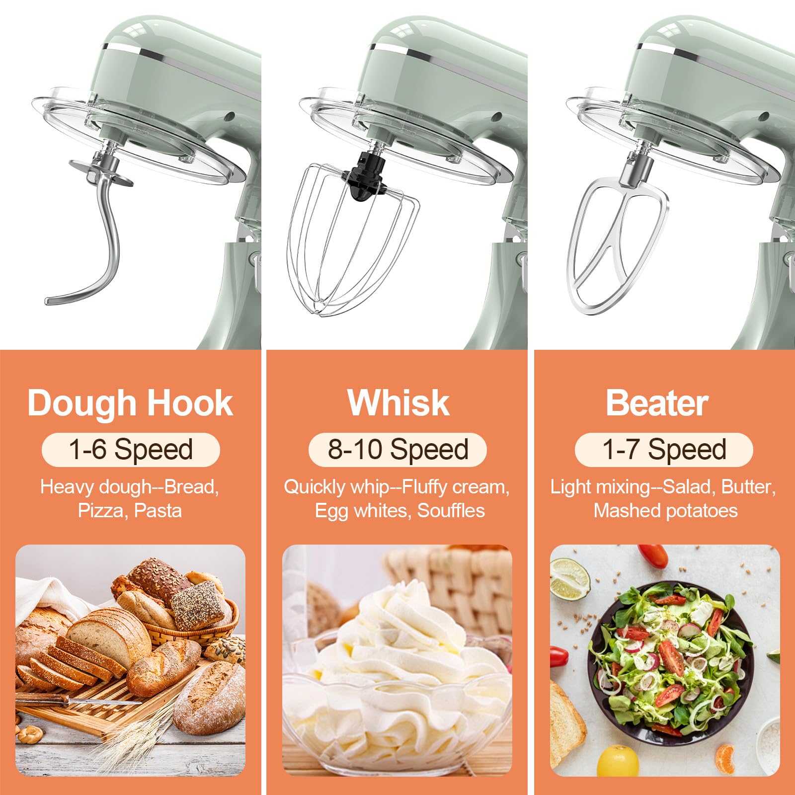CEBORY 3-in-1 dough-hook action demonstrates powerful mixing.