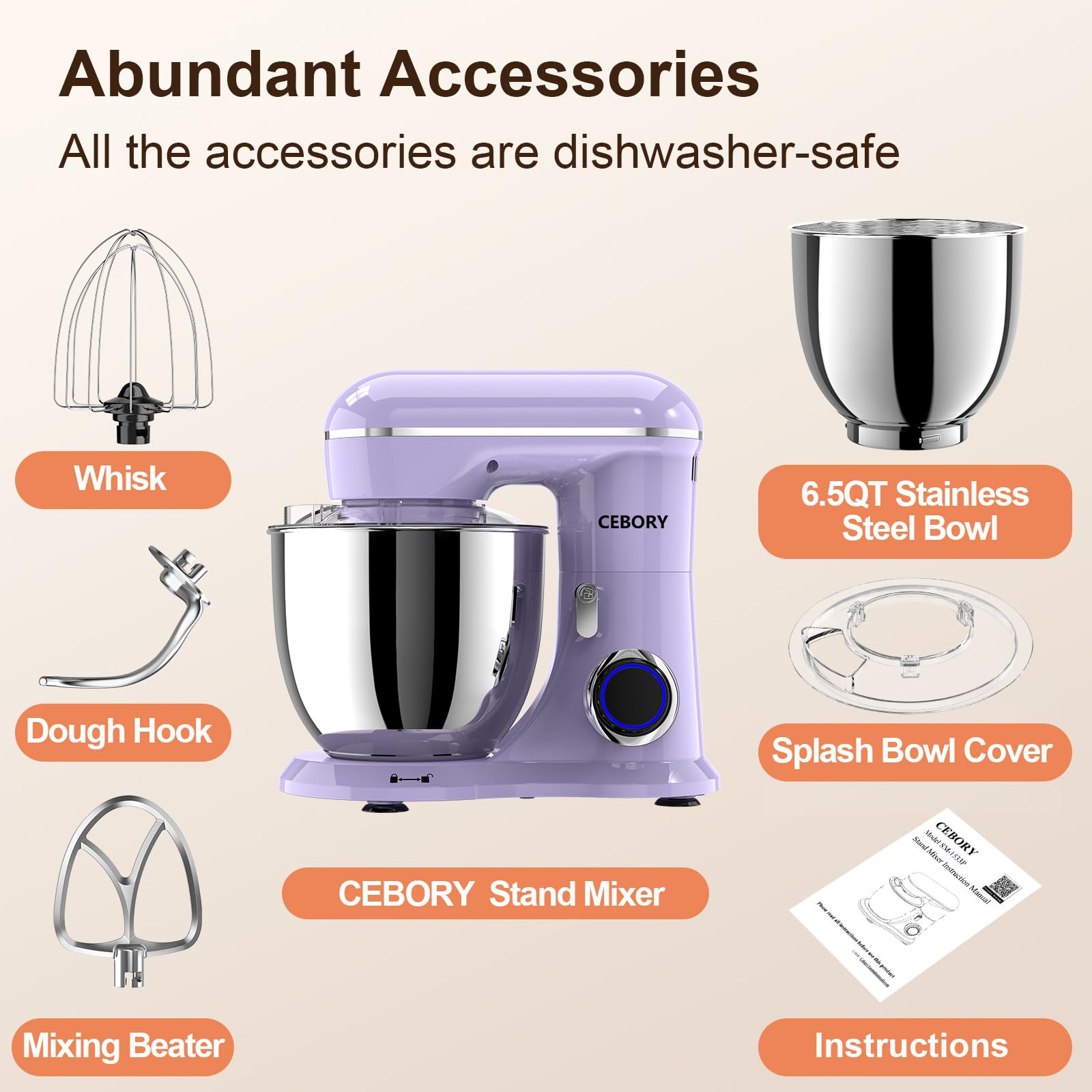 CEBORY 6.5-quart bowl demonstrates spacious capacity for large batches