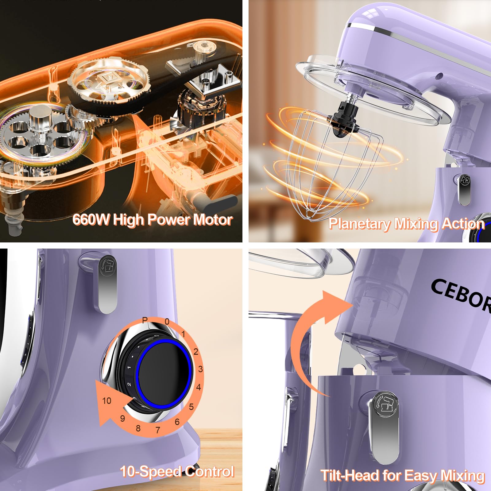 CEBORY dough hook attachment powers kneading for bread and pastry