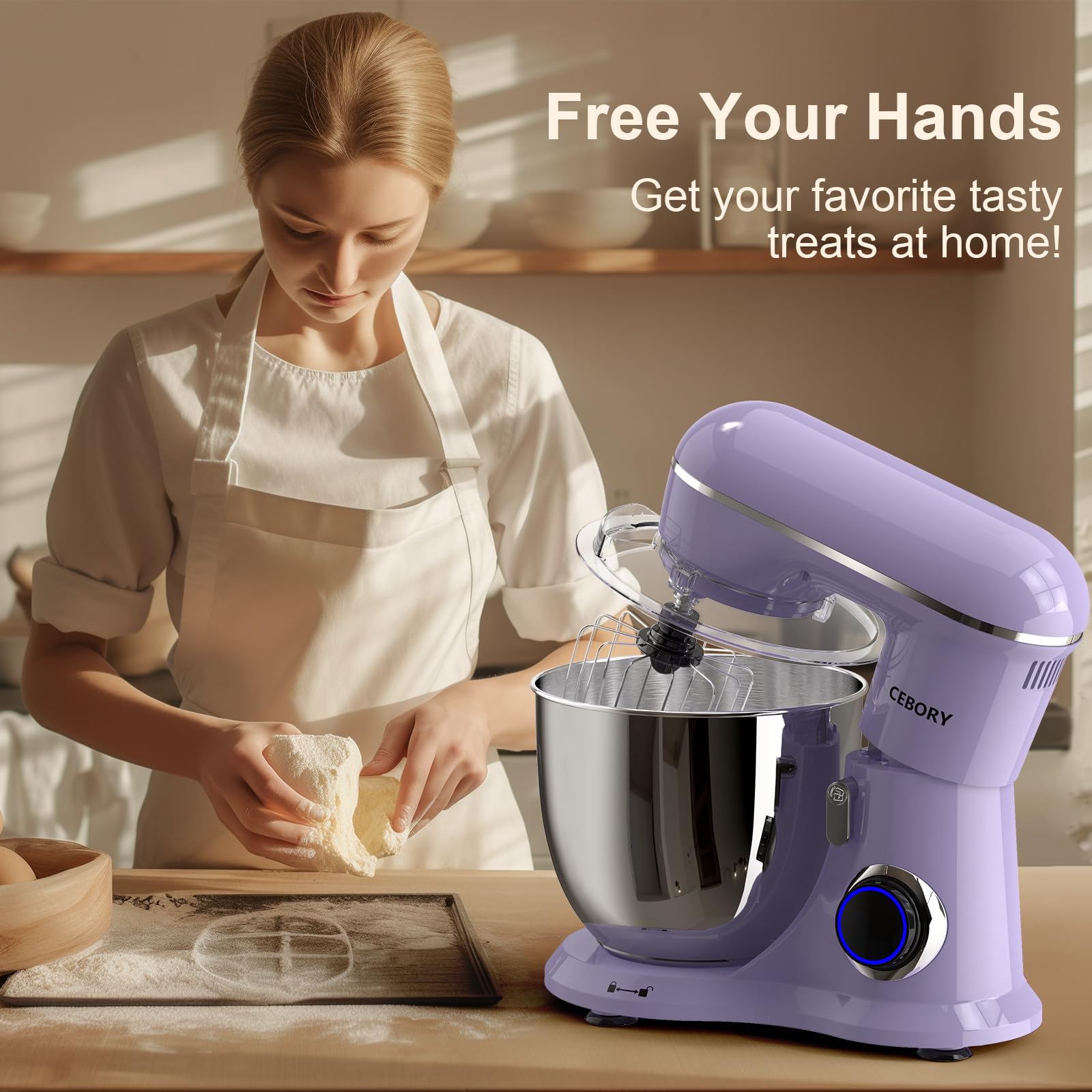 CEBORY whisk attachment lifts air into batter for fluffy results