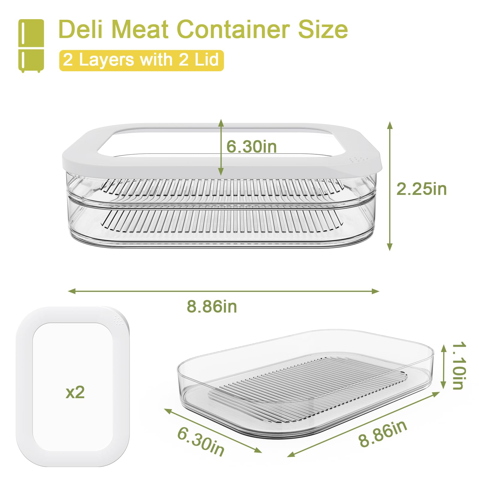 Cecnamt deli meat container bottom groove design channels moisture to freshness