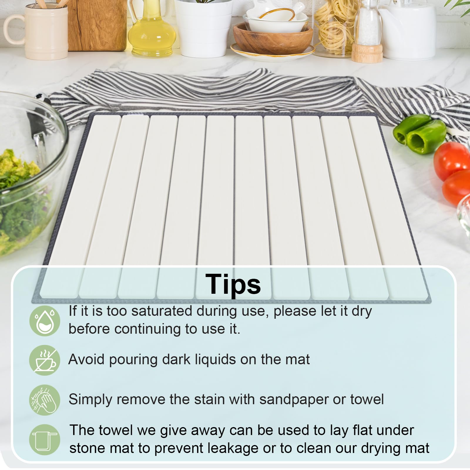 Cecnamt drying mat with sanding tool included for maintenance.