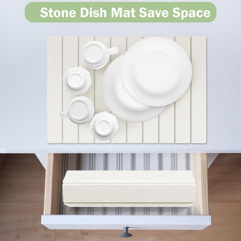 Cecnamt folded mat tucked into a drawer for compact storage.