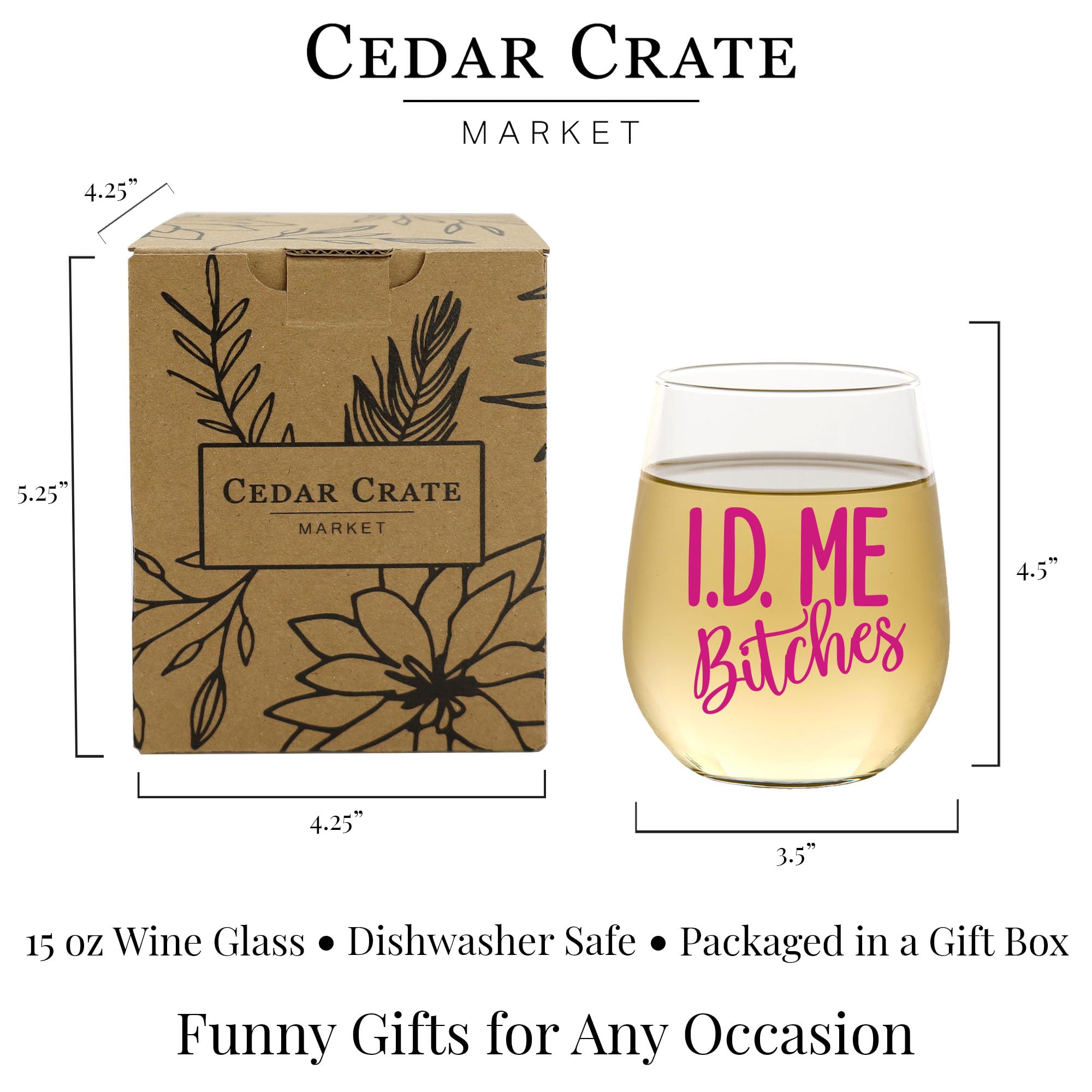 CEDAR CRATE MARKET gift-ready wine glass in kraft box for gifting