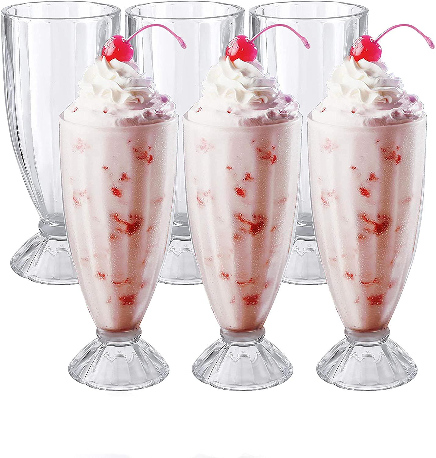 Cedilis 12oz milkshake glass front view for creamy shakes and retro presentation